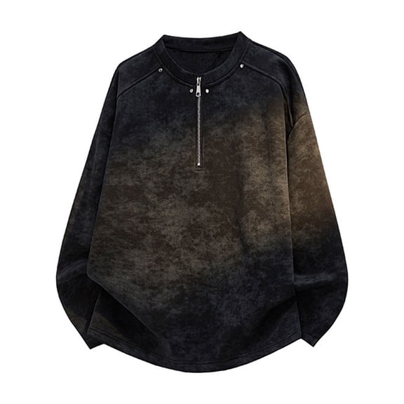 Gytharion Men's Half-Zip Sweatshirts Fall Winter Loose Comfy Drop Shoulder Pullover Top Fashion Casual Tie Dye Long Sleeve Crew Neck Sweat Shirts for Men