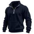 thumbnail image 1 of Gytharion Men's Half-zip Sweatshirts Mock Neck Kangaroo Pockets Solid Color Classic Pullovers Winter Warm Practical Pullover Tops, 1 of 8