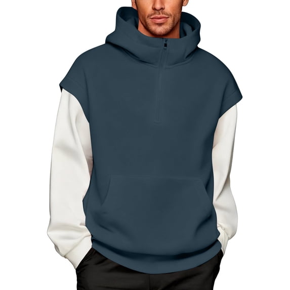 Gytharion Men's Hooded Sweatshirts Lightweight Casual Half-Zip Pullover Top Loose Comfy Long Sleeve Winter Hoodie with Pocket