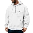 thumbnail image 1 of Gytharion Men's Hooded Sweatshirts Solid Casual Long Sleeve Half-Zip Drawstring Hoodie Loose Comfy Drop Shoulder Pullover Top with Multi-Pocket, 1 of 4