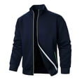 thumbnail image 1 of Gytharion Men's Lightweight Jackets Plus Size Fashion Casual Jacquard Zipper Stand Collar Cardigan Jacket Loose Cozy Long Sleeve Coat with Pockets, 1 of 4