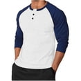 thumbnail image 1 of Gytharion Men's Long Sleeve Shirts Lightweight Casual Button Crew Neck Pullover Top Trendy Color Block Henley T-Shirts for Men, 1 of 3