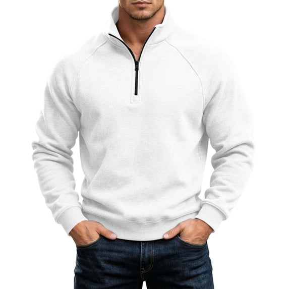 Gytharion Men's Long Sleeve Shirts Lightweight Casual Half-Zip Stand Collar Pullover Top Trendy Solid Fall Sweatshirts for Men