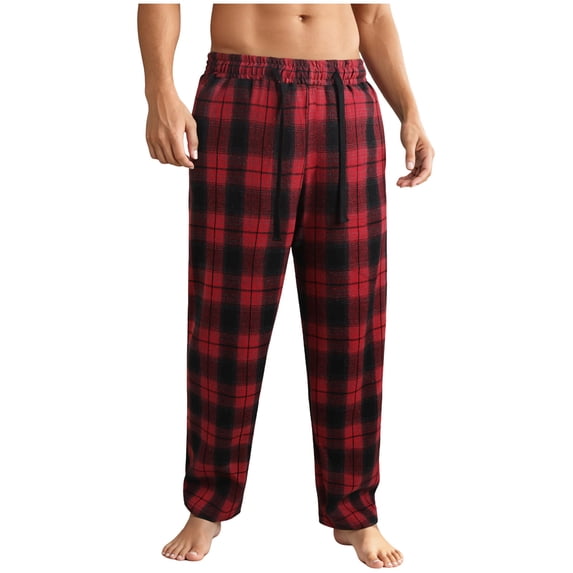 Gytharion Men's Lounge Pants Fashion Casual Plaid Printed Pajama Pants Loose Cozy Drawstring Elastic Waist Straight-Leg Pj Pants with Pockets