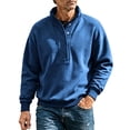 thumbnail image 1 of Gytharion Men's Mock Neck Sweatshirts Snap Button Ribbed Hem Solid Color Classic Pullovers Fall Warm Cozy Pullover Tops, 1 of 8