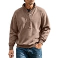 thumbnail image 1 of Gytharion Men's Mock Neck Sweatshirts Snap Button Ribbed Hem Solid Color Classic Pullovers Fall Warm Cozy Pullover Tops, 1 of 8