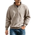 thumbnail image 1 of Gytharion Men's Mock Neck Sweatshirts Snap Button Ribbed Hem Solid Color Classic Pullovers Fall Warm Cozy Pullover Tops, 1 of 8