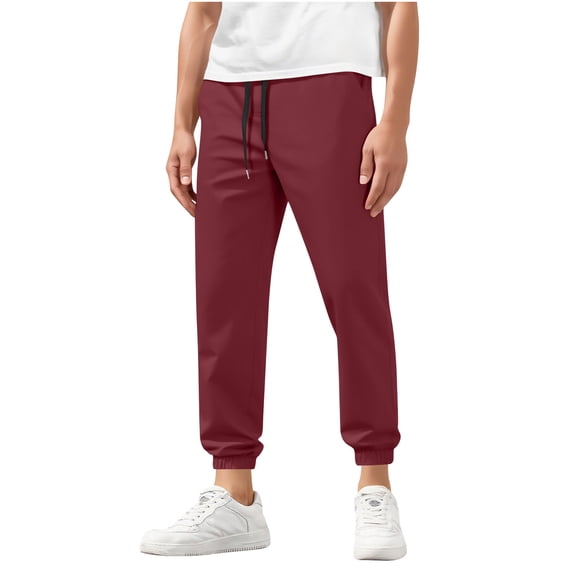 Gytharion Men's Plus Size Athletic Pants Fashion Solid Casual Cinch Bottom Drawstring Elastic Waist Sweatpant Lightweight Relaxed Fit Joggers with Pockets