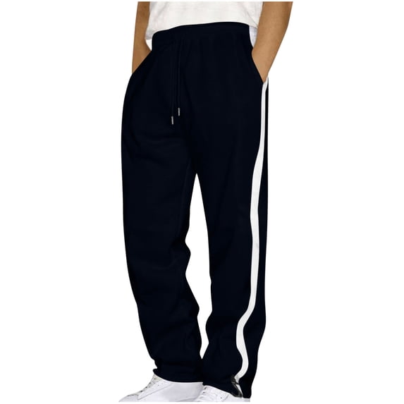 Gytharion Men's Sweatpants with Pockets Loose Comfy Outdoor Running Joggers Trendy Stripe Elastic Waist Drawstring Athletic Pants Lightweight Casual Open Bottom Workout Sweatpants for Men