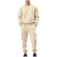 thumbnail image 1 of Gytharion Men's Sweatsuits 2 Piece Outfit Sets Loose Comfy Long Sleeve Crew Neck Pullover Tops and Cargo Sweatpants Sets Fall Winter Fleece Warm Tracksuits for Men, 1 of 6