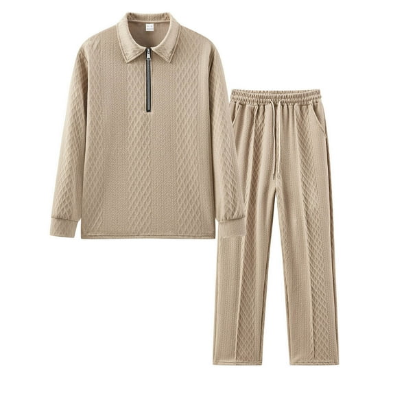 Gytharion Men's Tracksuit 2 Piece Set Quarter Zip Pullover Lapel Shirt and Drawstring Pants Sets Fashion Solid Long Sleeve Casual Sweatsuits Loose Comfy Fall Outfits for Men