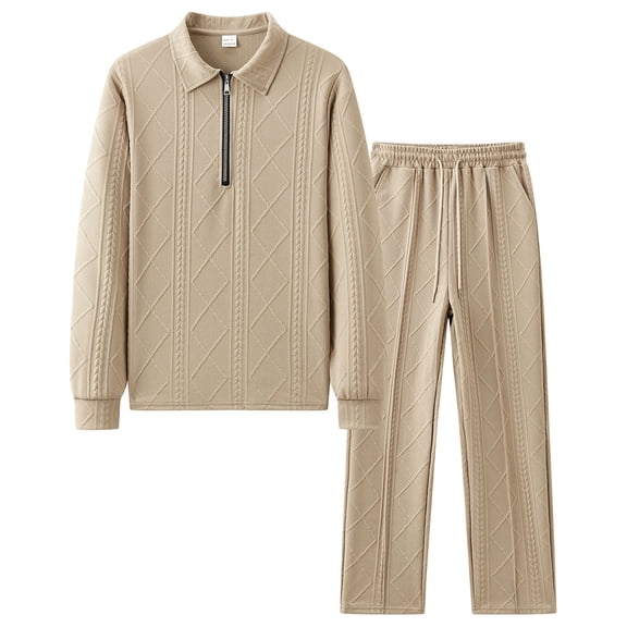 Gytharion Men's Tracksuit 2 Piece Set Quarter Zip Pullover Lapel Shirt and Drawstring Pants Sets Fashion Solid Long Sleeve Casual Sweatsuits Loose Comfy Fall Outfits for Men