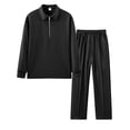thumbnail image 1 of Gytharion Men's Tracksuit 2 Piece Set Quarter Zip Pullover Lapel Shirt and Drawstring Pants Sets Fashion Solid Long Sleeve Casual Sweatsuits Loose Comfy Fall Outfits for Men, 1 of 4