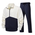thumbnail image 1 of Gytharion Mens 2 Piece Tracksuit Sets Plus Size Lightweight Casual Zipper Stand Collar Athletic Jacket and Jogging Sweatpants Sets Fashion Color Block Long Sleeve Sweatsuit Sets with Pockets, 1 of 3