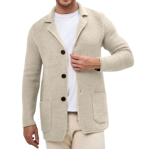 Gytharion Mens Cardigan Sweaters with Pockets Fashion Solid Button Down Long Sleeve Lapel Coat Winter Casual Cozy Open Front Knitted Sweaters for Men