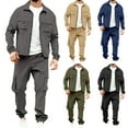 thumbnail image 1 of Gytharion Mens Cargo Sweatsuits 2 Piece Spring Outfits Lightweight Casual Zipper Lapel Sports Jacket and Joggers Tracksuits Set Fashion Solid Multi-Pocket Sweat Suits for Outdoor Hiking Travel, 1 of 5