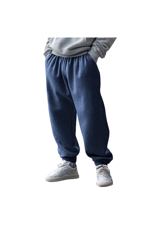 Mens Fleece Warm Sweatpants Fashion Casual Drawstring Elastic Waist Cinch Bottom Joggers Winter Loose Cozy Athletic Pants with Pockets