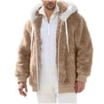 thumbnail image 1 of Gytharion Mens Fluffy Hooded Jackets Fashion Solid Casual Long Sleeve Full Zip Fuzzy Fleece Thermal Coat Winter Soft Comfy Thick Warm Plush Outerwear with Pockets, 1 of 5