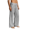thumbnail image 1 of Gytharion Mens Imitation Cotton Linen Beach Pants Low Waist Drawstring Lightweight Solid Color Pants Wide Leg Beach Trousers, 1 of 5
