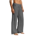 thumbnail image 1 of Gytharion Mens Imitation Cotton Linen Beach Pants Low Waist Drawstring Lightweight Solid Color Pants Wide Leg Beach Trousers, 1 of 5