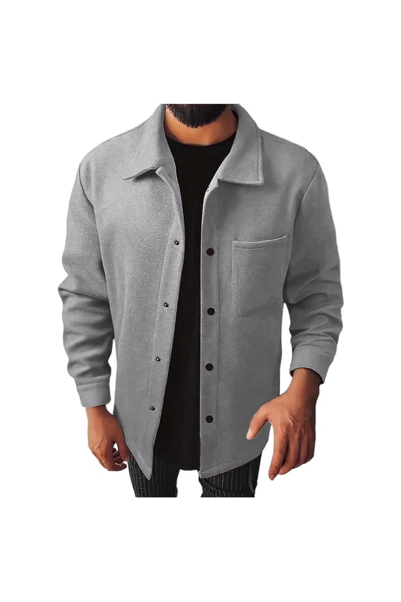 Mens Plus Size Cardigan Coats Lightweight Casual Button Down Long Sleeve Lapel Sweatshirt Winter Loose Cozy Open Front Brushed Jackets for Men