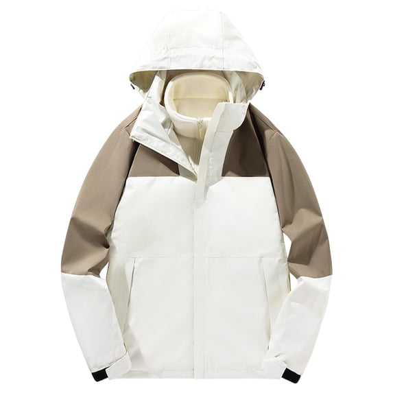 Gytharion Mens Plus Size Windbreaker Coats Lightweight Casual Waterproof Hooded Jackets for Outdoor Camping Hiking Fashion Color-Blocking Full Zip Punching Jacket with Pockets