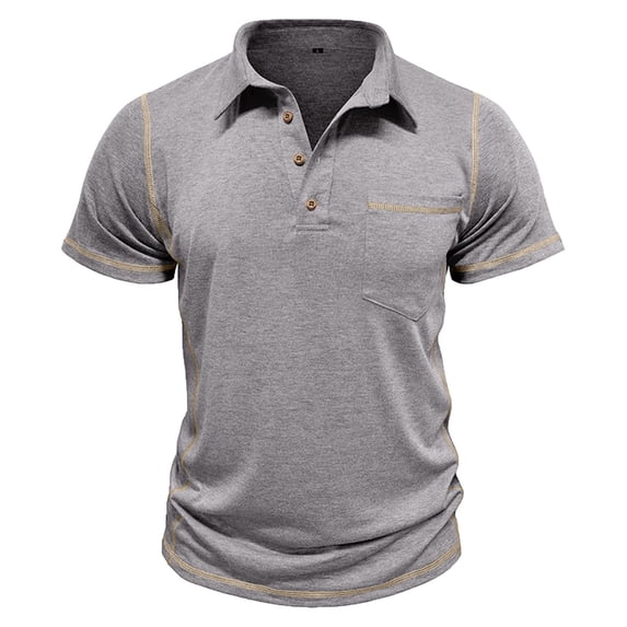 Gytharion Mens Pullover Shirts, Short Sleeve Turndown Collared Button T Shirt with Pockets Big And Tall Men's Basic Tee Shirt