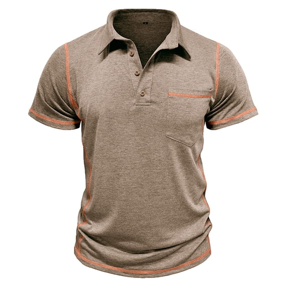 Gytharion Mens Pullover Shirts, Short Sleeve Turndown Collared Button T Shirt with Pockets Big And Tall Men's Basic Tee Shirt