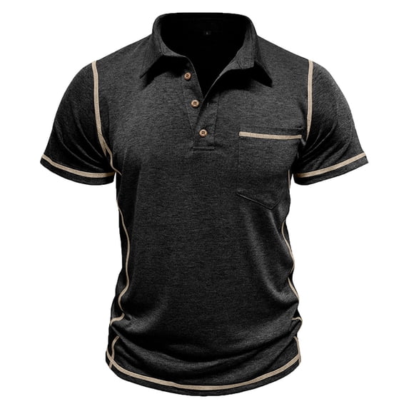 Gytharion Mens Pullover Shirts, Short Sleeve Turndown Collared Button T Shirt with Pockets Big And Tall Men's Basic Tee Shirt