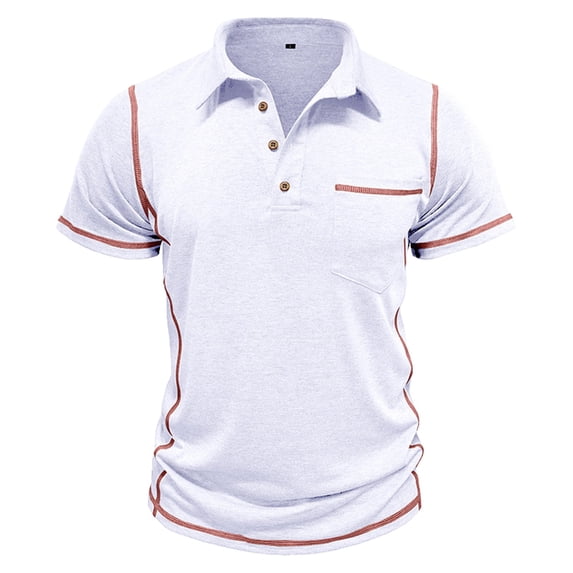 Gytharion Mens Pullover Shirts, Short Sleeve Turndown Collared Button T Shirt with Pockets Big And Tall Men's Basic Tee Shirt