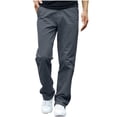 thumbnail image 1 of Gytharion Mens Soild Color Casual Pants Fashion Straight Leg Trousers Button Zipperde Drawstring Waist Full Length Pants, 1 of 4