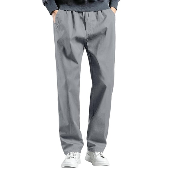 Gytharion Mens Soild Color Casual Pants Fashion Straight Leg Trousers Drawstring Waist Full Length Pants with Pockets