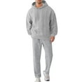 thumbnail image 1 of Gytharion Mens Sweatsuit Sets 2 Piece Fall Outfits Fashion Casual Long Sleeve Drawstring Hooded Sweatshirt and Sweatpants Sets Loose Comfy Knitted Jacquard Tracksuits with Pockets, 1 of 8