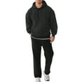 thumbnail image 1 of Gytharion Mens Sweatsuit Sets 2 Piece Fall Outfits Fashion Casual Long Sleeve Drawstring Hooded Sweatshirt and Sweatpants Sets Loose Comfy Knitted Jacquard Tracksuits with Pockets, 1 of 8