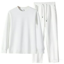 Gytharion Mens Sweatsuits 2 Piece Sportwear Outfits Plus Size Long Sleeve Crew Neck Pullover Top and Drawstring Sweatpants Sets Fall Winter Warm Cotton Tracksuits for Men