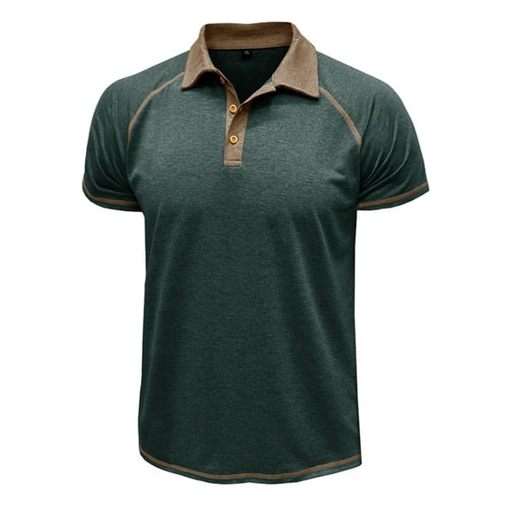 Gytharion Mens T-Shirts Color Block Lapel Buttons Short Sleeve Shirts Summer Outdoor Sports Workout Tees