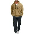 thumbnail image 1 of Gytharion Mens Tracksuits 2 Piece Outfits Half Zip Pullover Drawstring Hoodies and Cargo Sweatpants Sets Fall Winter Loose Casual Hooded Sweatsuit Sets with Multi-Pockets, 1 of 4