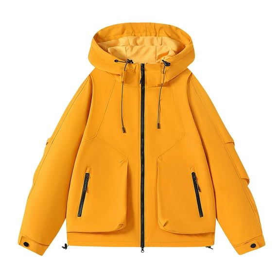 Gytharion Mens Waterproof Hooded Jackets Lightweight Casual Full Zip Windbreaker Coat with Pockets Fashion Solid Long Sleeve Punching Jackets for Outdoor Hiking Travel
