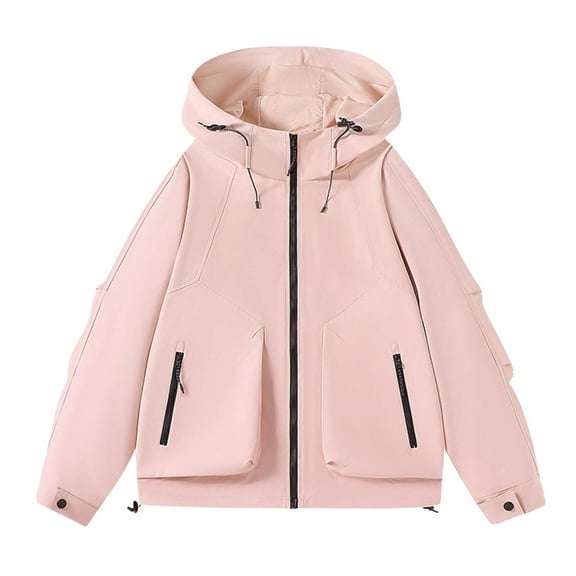 Gytharion Mens Waterproof Hooded Jackets Lightweight Casual Full Zip Windbreaker Coat with Pockets Fashion Solid Long Sleeve Punching Jackets for Outdoor Hiking Travel