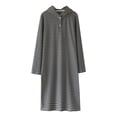 thumbnail image 1 of Gytharion Nightgowns for Women Fashion Stripe Print Long Sleeve Pullover Nightdress Soft Cozy Button Hooded Sleepshirt Loose Casual Winter Long Bathrobe, 1 of 3