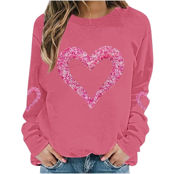 Gytharion Oversize Valentine's Day Sweatshirts for Women Cute Heart Print Pullover Shirt Soft Comfy Fleece Lined Winter Top Ladies Loose Long Sleeve Crew Neck Valentine Blouses