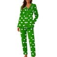thumbnail image 1 of Gytharion Pajama Sets for Women 2 Piece Loungewear Outfits Long Sleeve Button Down Lapel Top and Long Pant Pj Sets Cute Heart Print Sleepwear Sets with Pockets, 1 of 5