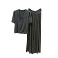 thumbnail image 1 of Gytharion Pajamas Sets for Women 2 Piece Summer Sleep Lounge Sets Soild Color V Neck Short Sleeve Tees with Drawstring High Waist Long Pants, 1 of 4