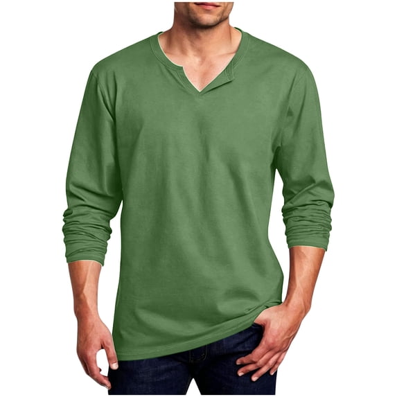Gytharion Plus Size Athletic Tshirts for Men Solid Color V Neck Long Sleeve Pullover Shirts Loose Breathable Workout Blouses