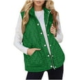 thumbnail image 1 of Gytharion Plus Size Puffer Vests for Women Lightweight Casual Sleeveless Quilted Jacket Trendy Solid Stand Collar Winter Coat Loose Cozy Snap Zip Up Outerwear with Pockets, 1 of 6