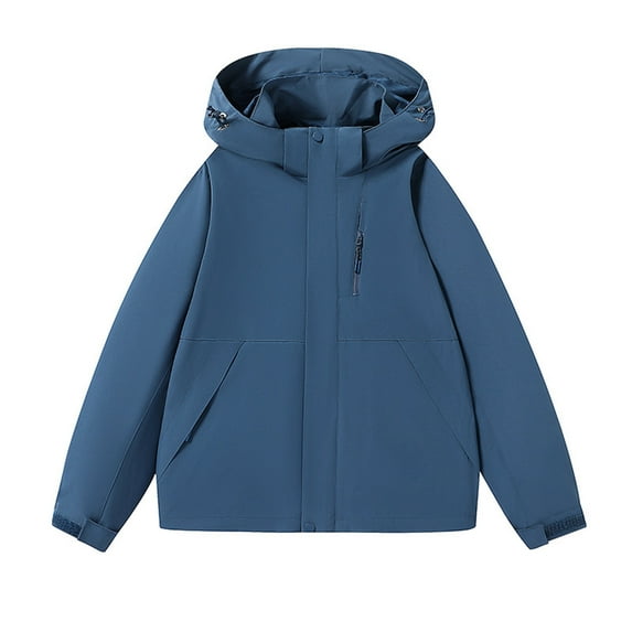 Gytharion Plus Size Waterproof Hooded Jackets for Men Lightweight Casual Long Sleeve Zipper Windbreaker Coat with Multi-Pocket Fashion Outdoor Hiking Punching Jackets for Men