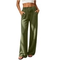 thumbnail image 1 of Gytharion Ribble Knitted Lounge Pants for Women Soft Comfy Slacks with Pockets Solid Casual Drawstring High Waisted Straight Leg Trousers, 1 of 8