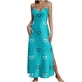 thumbnail image 1 of Gytharion Satin Nightgowns for Women Fashion Heart Print V-Neck Spaghetti Strap Maxi Sleepdress Soft Comfy Sleeveless Cami Nightdress Summer Casual Side Split Holiday Pajama Dress, 1 of 7