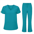 thumbnail image 1 of Gytharion Scrubs Sets for Women Short Sleeve V Neck Tops and Long Pants 2 Piece Outfits Lightweight Casual Workwear Nursing Uniform with Pockets, 1 of 3