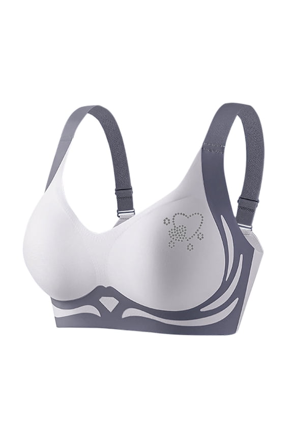 Seamless Sport Bras for Women Plus Size Stretch Breathable Wire-Free Gathering Push Up Yoga Bra Rhinestones Soft Support Full Coverage Bra with Adjustable Strap, M-4XL